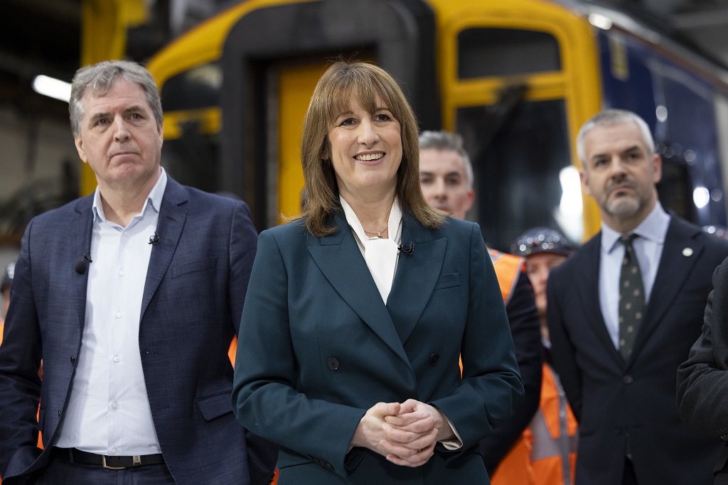Steve Rotheram, Rachel Reeves, Oliver Coppard at NPR announcement, c Kirsty O'Connor, HM Treasury